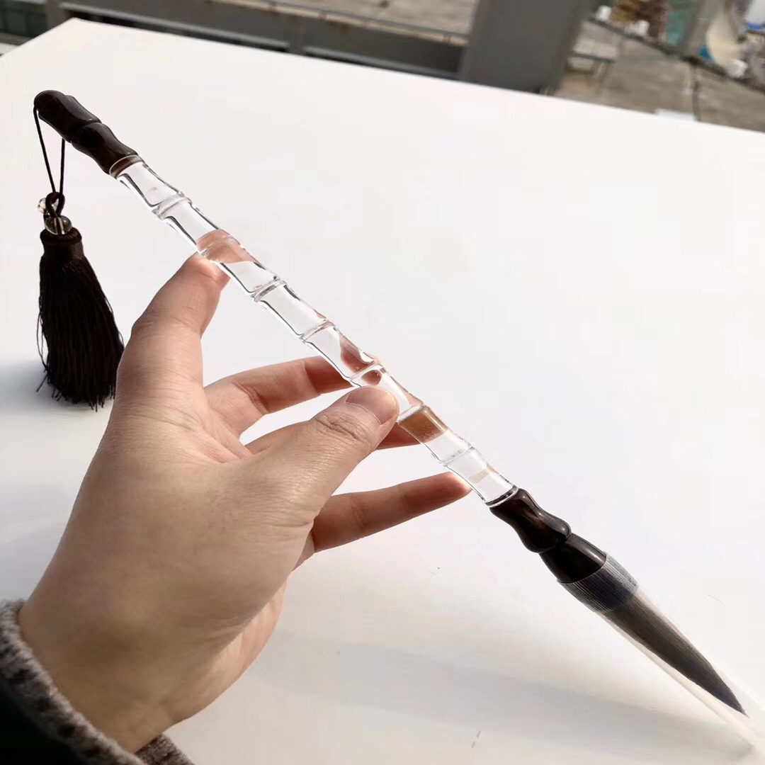 天然白茶水晶毛笔 水晶文昌笔雕竹节竹子毛笔节节高摆件-阿里巴巴