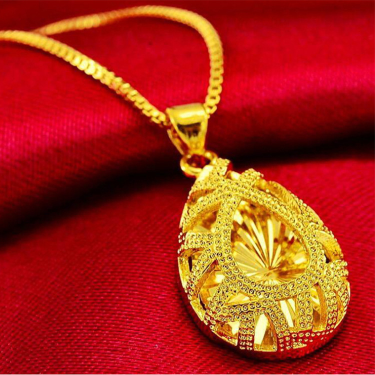 桃心吊坠女越南沙金饰品黄铜镀金项链网红直播首饰厂家现货批发