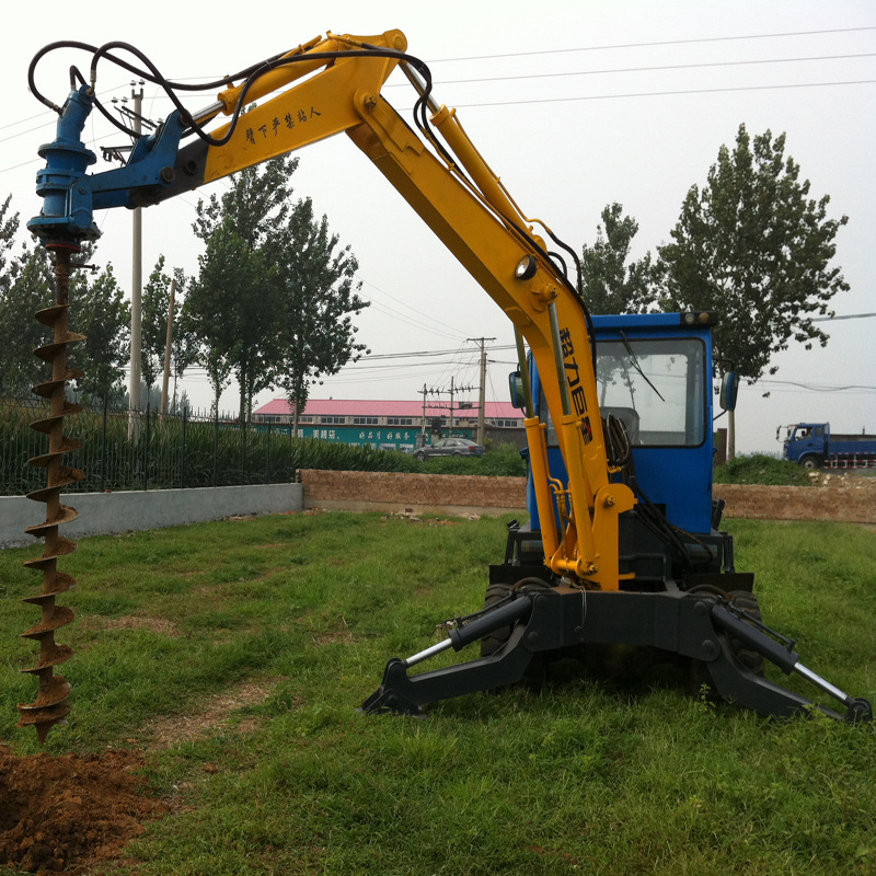 轮式挖掘机钻孔机电线杆挖坑机组塔立杆设备轮式80厂家