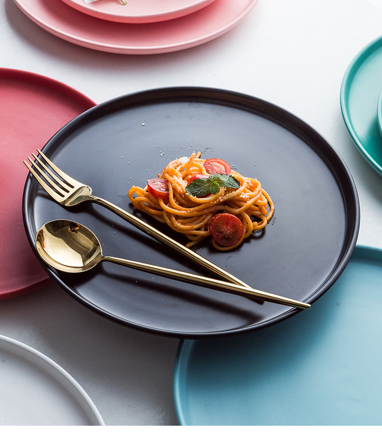 简约创意陶瓷盘子 北欧家用托盘西餐厅意大利面牛排盘ins酒店餐具