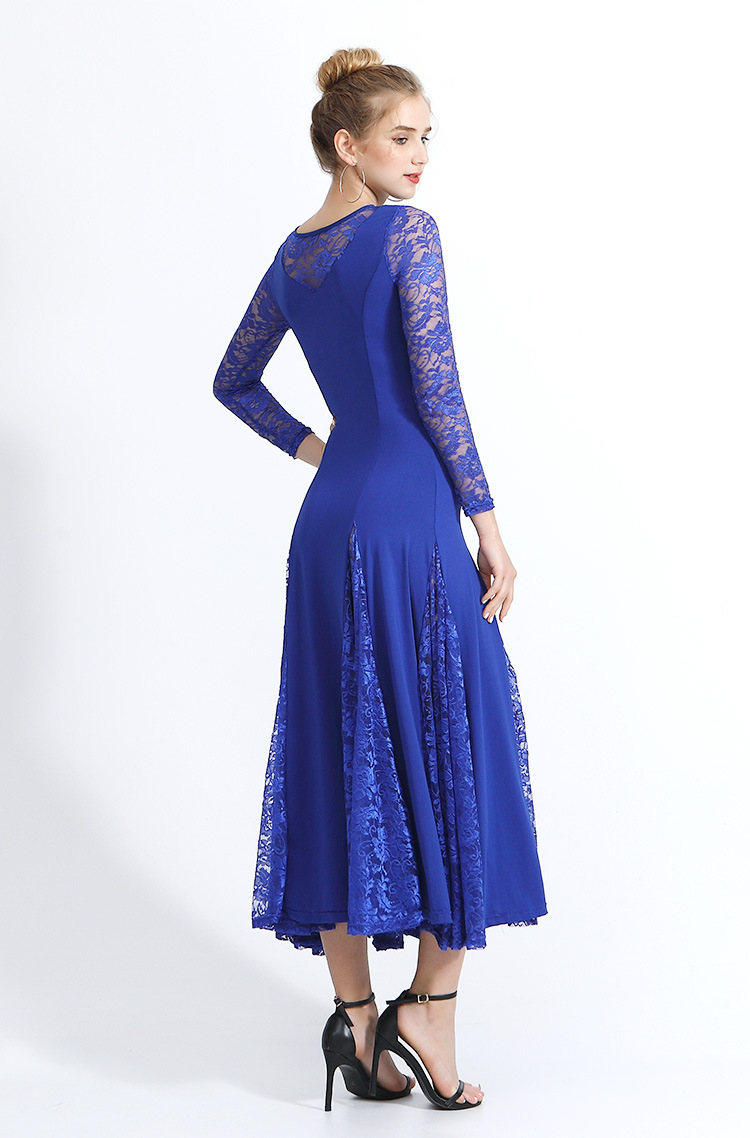 华尔兹摩登舞裙国标舞长裙大摆连衣裙交谊舞舞蹈服比赛演出服新品