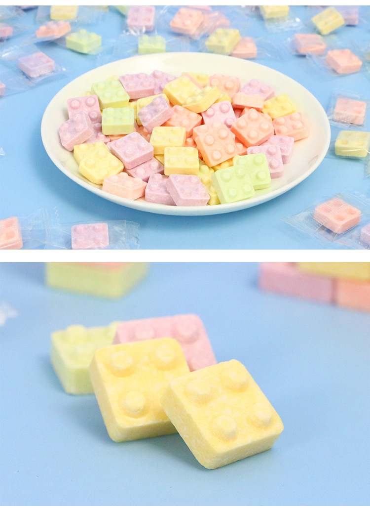 千禧园积木糖500g水果奶片孕妇儿童解馋网红创意压片维生素糖果