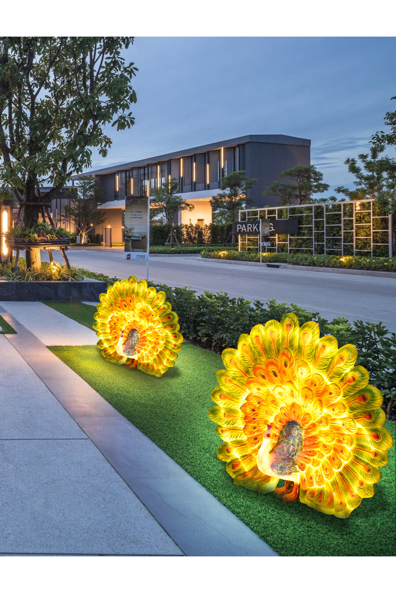 玻璃钢发光孔雀灯系列灯光节led动物造型灯公园景观亮化厂家定制