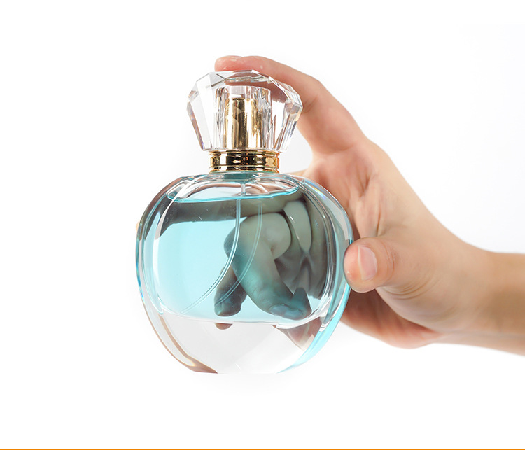 现货定制人体香水分装 高端扁圆形玻璃瓶 抛光水晶玻璃香水瓶75ml