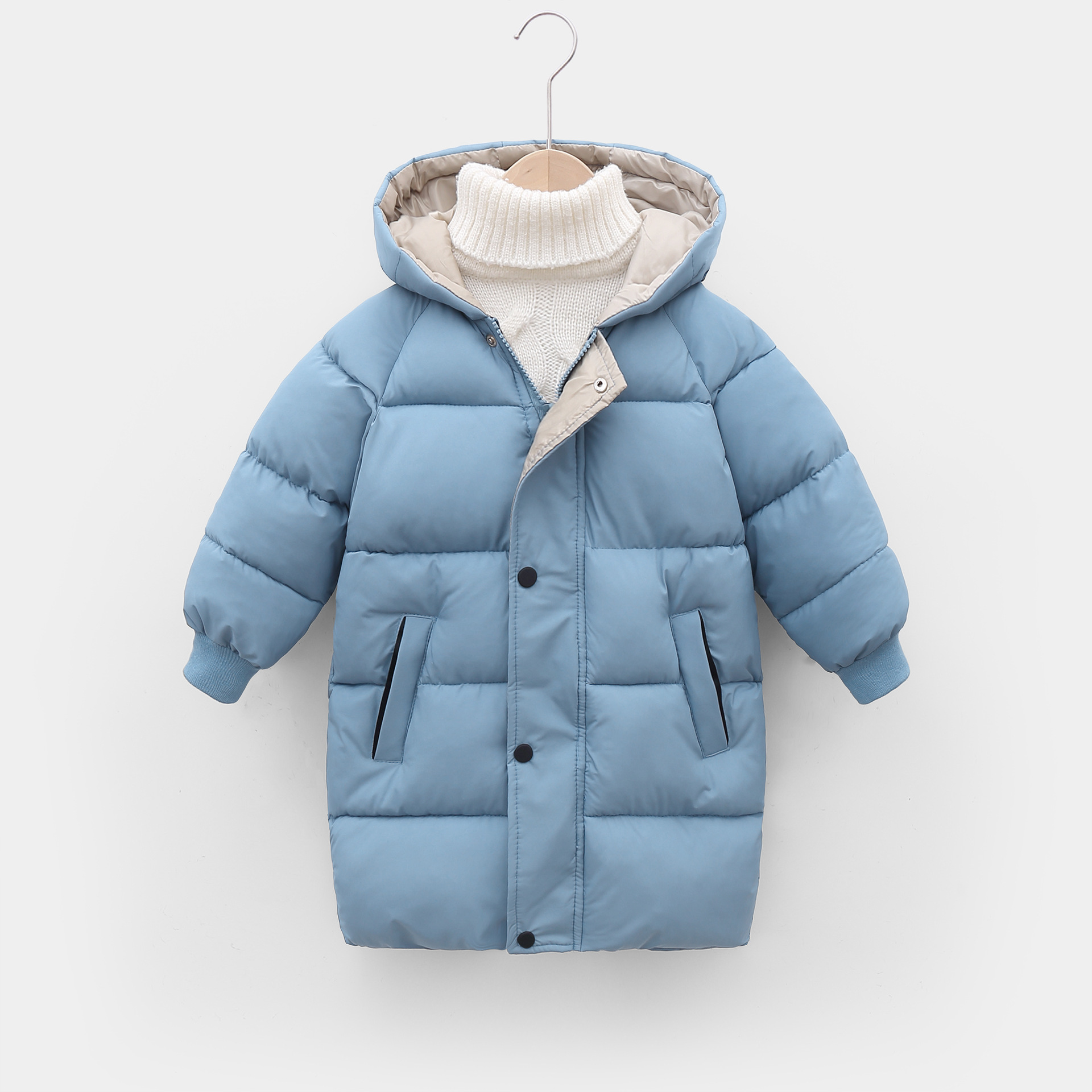 跨境新款儿童羽绒棉服男童女童中长款加厚棉袄中小大童冬季棉衣潮