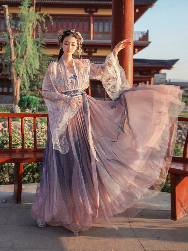 Women's Han Chinese Clothing Adult Ancient Costume 2023 Spring and Summer New Improved Student Flower God Fu 6 M Skirt Elegant Waist-High Ruqun