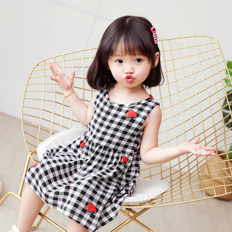 Princess Vest Dress Middle and Big Children Girls Noil Poplin Dress Cotton Silk Fashionable Summer Clothing Little Girl Korean Style Children's New