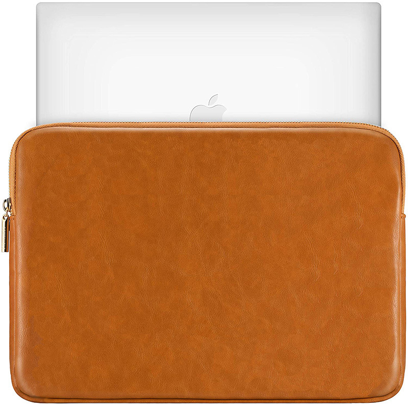 棕色pu皮革电脑内胆包