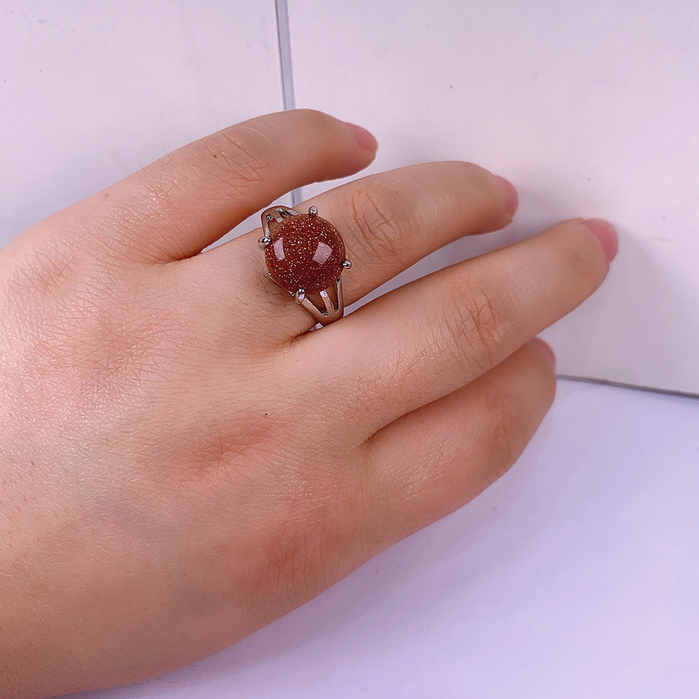 天然石头戒指混合款式金沙石戒指20个/包,戒指圈号18-20混装