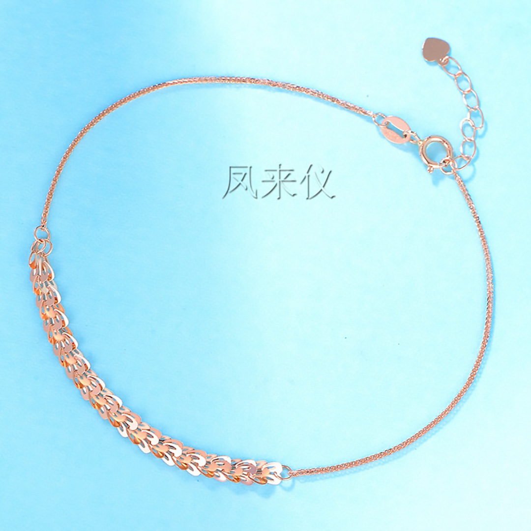 18k黄金手链全凤尾小蛮腰肖邦珍珠手链au750手链女集合时尚新款