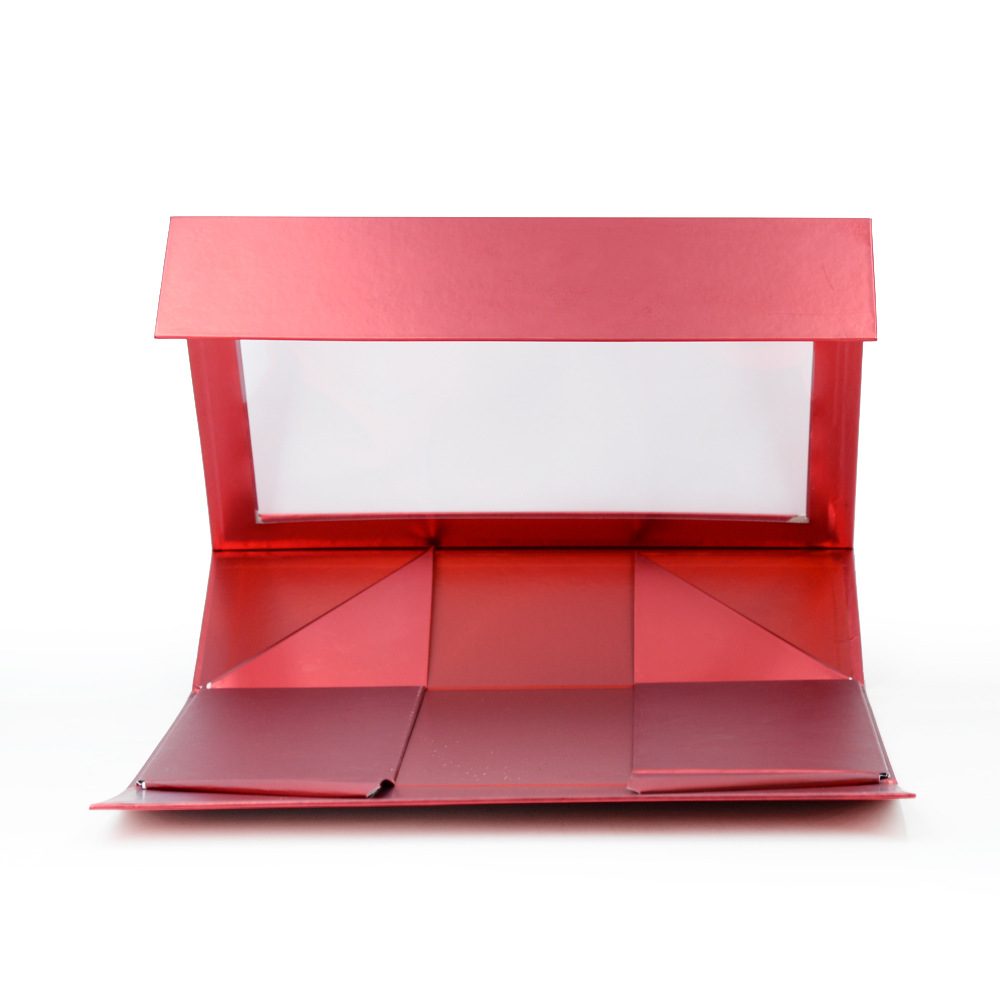 折叠翻盖盒包装logo订制彩盒折叠带窗口长方形首饰礼物化妆品礼盒