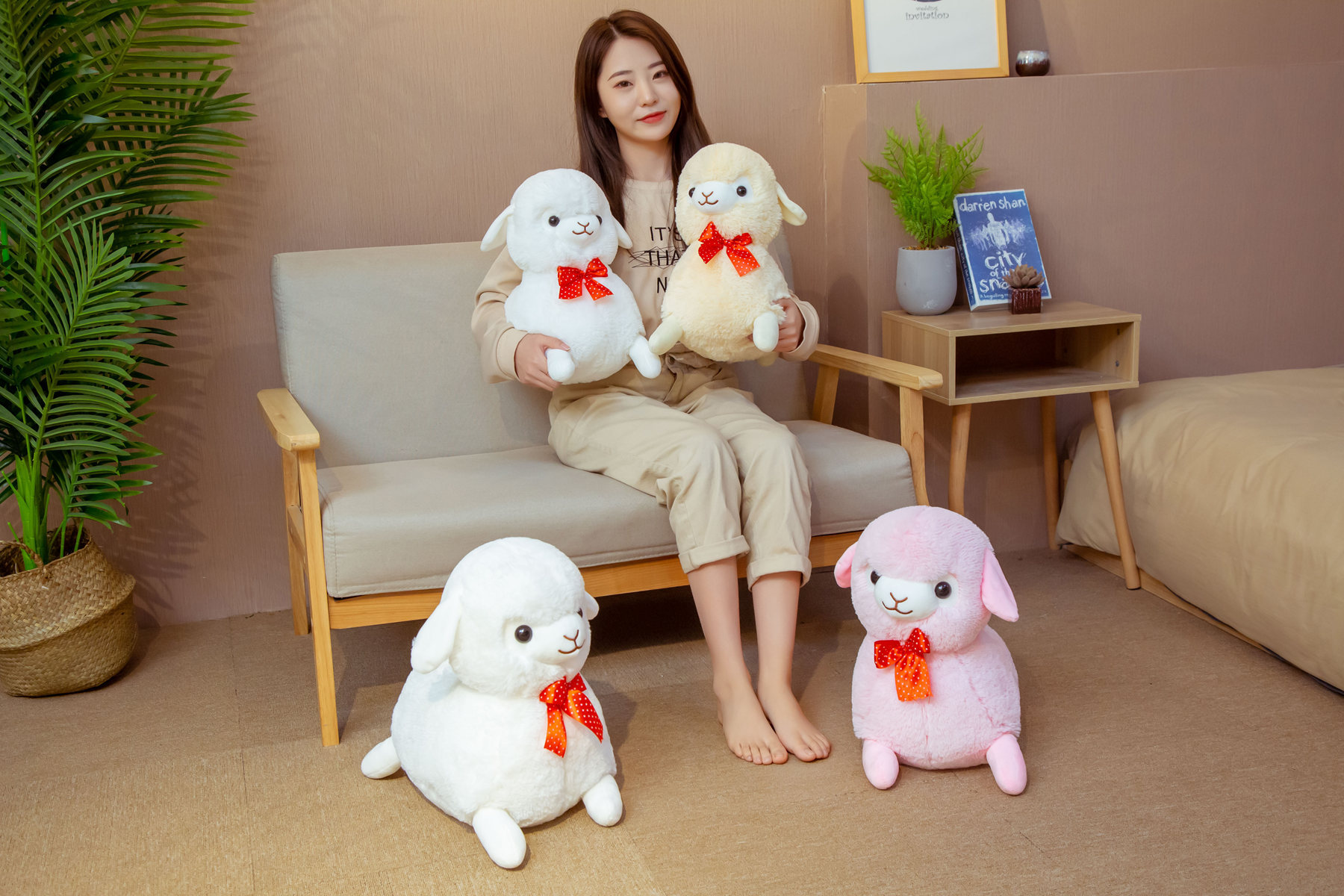 可爱趴姿神兽草泥马羊驼毛绒公仔小马毛绒玩具抱枕儿童陪玩玩偶