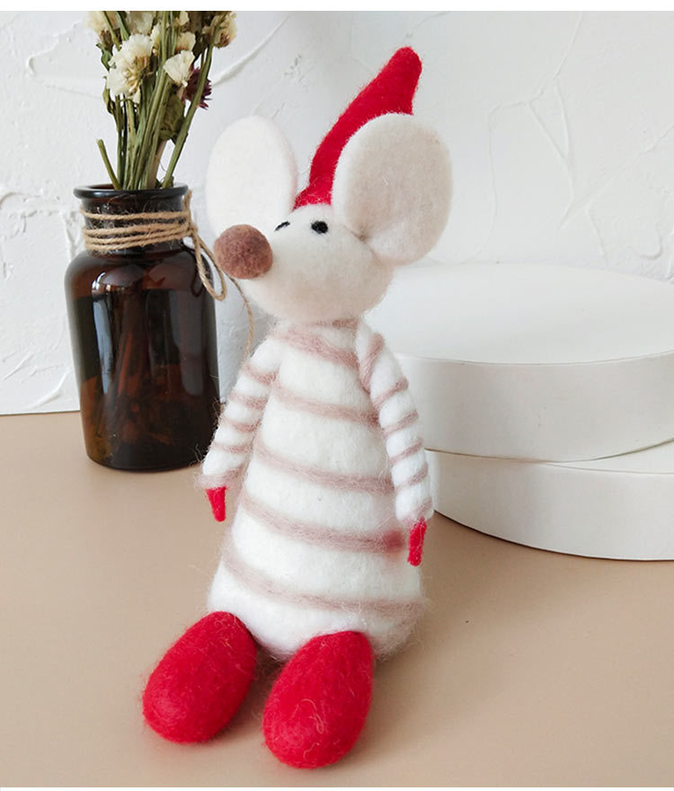 ins北欧风羊毛毡可爱小老鼠桌面迷你摆件创意圣诞装饰品礼物