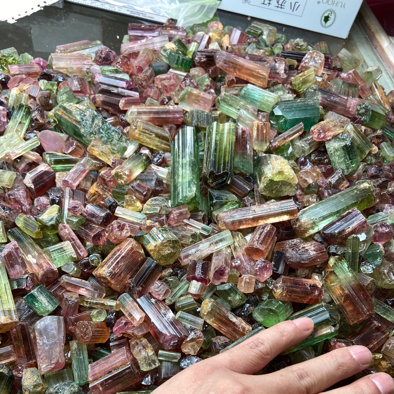 天然碧玺戒面料 彩色电气石 碎石随形宝石水晶—天然原矿