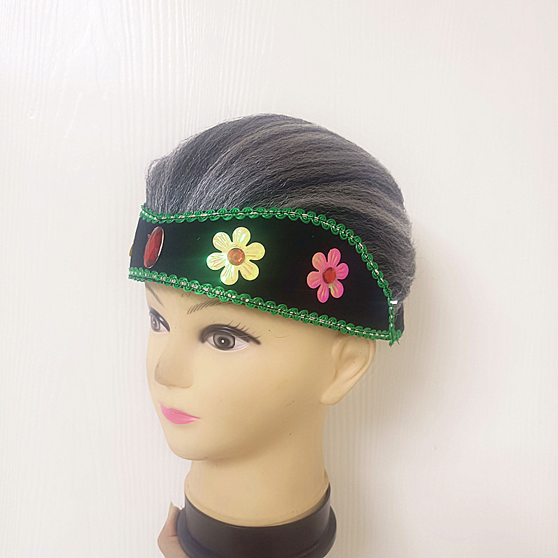 戏剧舞台表演道具老太婆假媒婆头套老太太假发头套帽子头饰