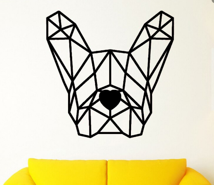 几何狗头一代精雕移除个性墙贴卧室客厅沙发背景墙定制批发a9240