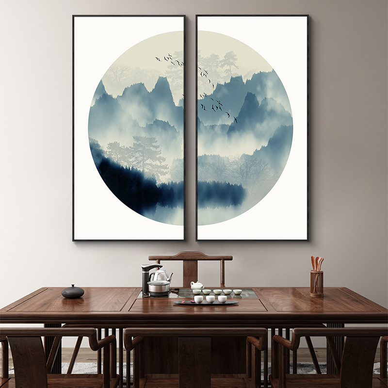 新中式装饰画禅意山水画客厅茶室水墨沙发背景墙书房玄关中式挂画