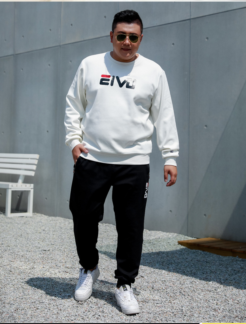 eivd秋冬时尚简约套装男胖子超大码宽松运动装学生潮流oversized