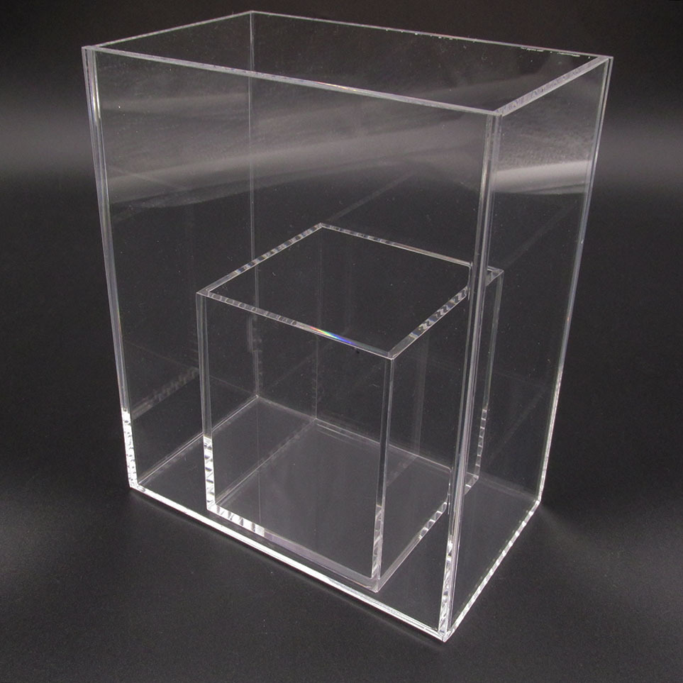生产亚克力45度90度粘接五面盒子六面盒子注塑加工亚克力五面盒子