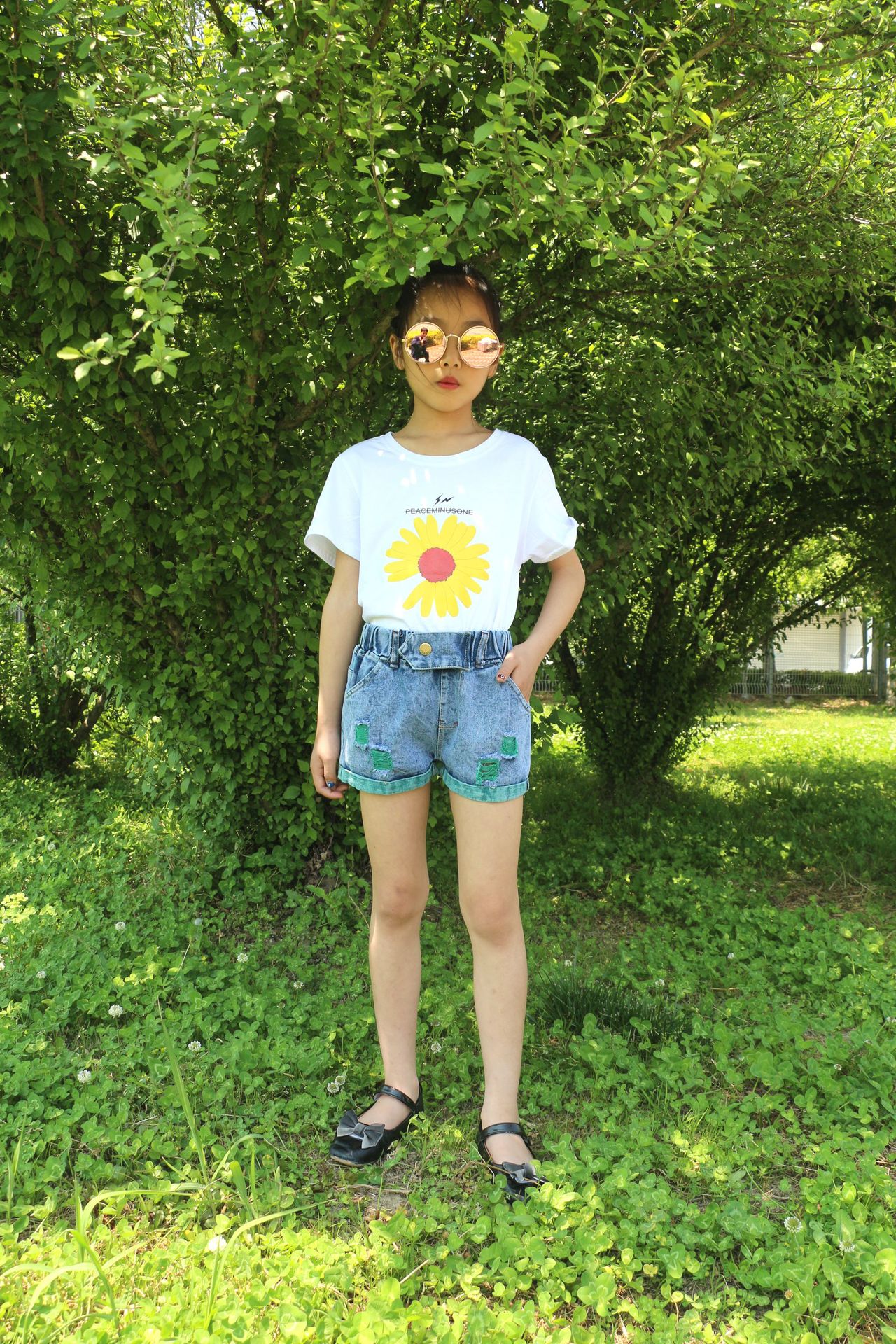 真口袋女童牛仔短裤夏季外穿20新品小女孩热裤中大童韩版牛仔裤子