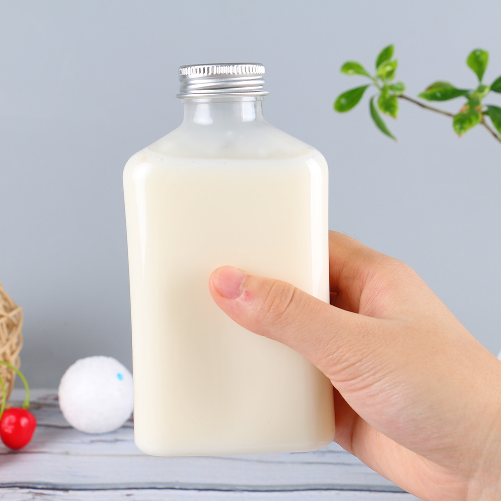 新款食品级铝盖塑料奶茶扁瓶300ml冷泡饮料江小白同款瓶子-阿里巴巴