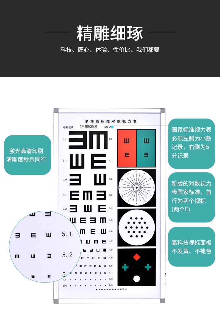 标准对数视力表灯箱超薄led灯测试距离5米2.5米