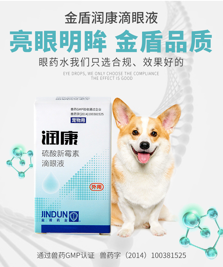 12y润康硫酸新霉素滴眼液狗狗猫咪 消炎眼药水宠物新霉素眼药水