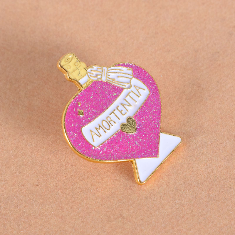 ins风卡通彩色闪粉漂流瓶胸针配饰 哈利波特药瓶滴油胸针金属徽章