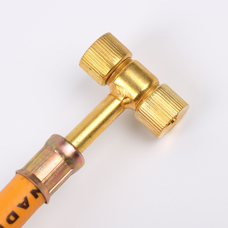 黄色软管充气嘴两用快速充气嘴胎压枪铁短打气咀充气头多用打气头