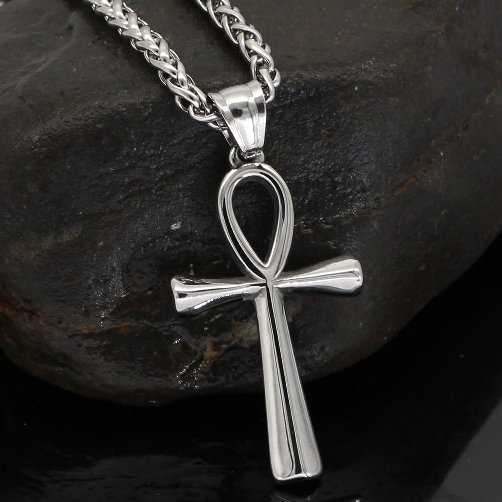 跨境热销 简约时尚安卡十字架古埃及生命之符吊坠不锈钢饰品