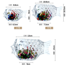 玻璃鱼工艺品加厚水晶玻璃水培花瓶办公室家居透明玻璃鱼摆件