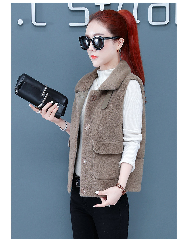 水貂绒马甲女加厚2020秋冬季小个子时尚百搭无袖皮毛一体马夹背心