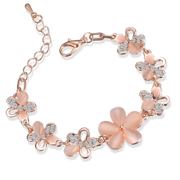 厂家直销 花朵手链 女 水晶猫眼石手饰 日韩甜美时尚饰新品配饰