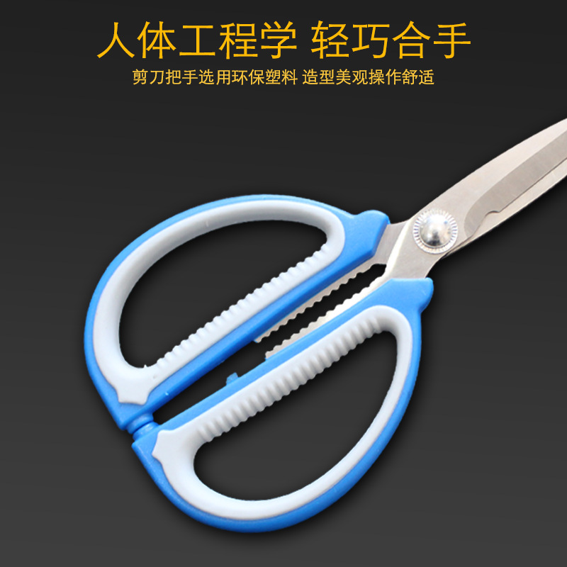 Factory Supply Stainless Steel Scissors Multi-Functional Kitchen Scissors Office Scissors Two-Color Plastic Handle Scissors Color Pack