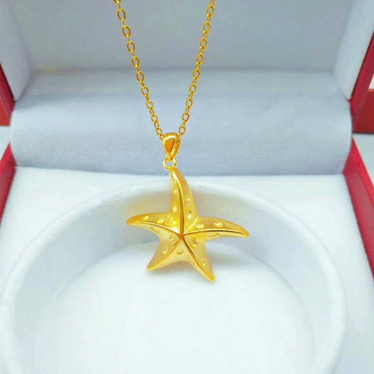 批发黄铜镀厚金海星吊坠真空电镀仿金首饰品实体电商