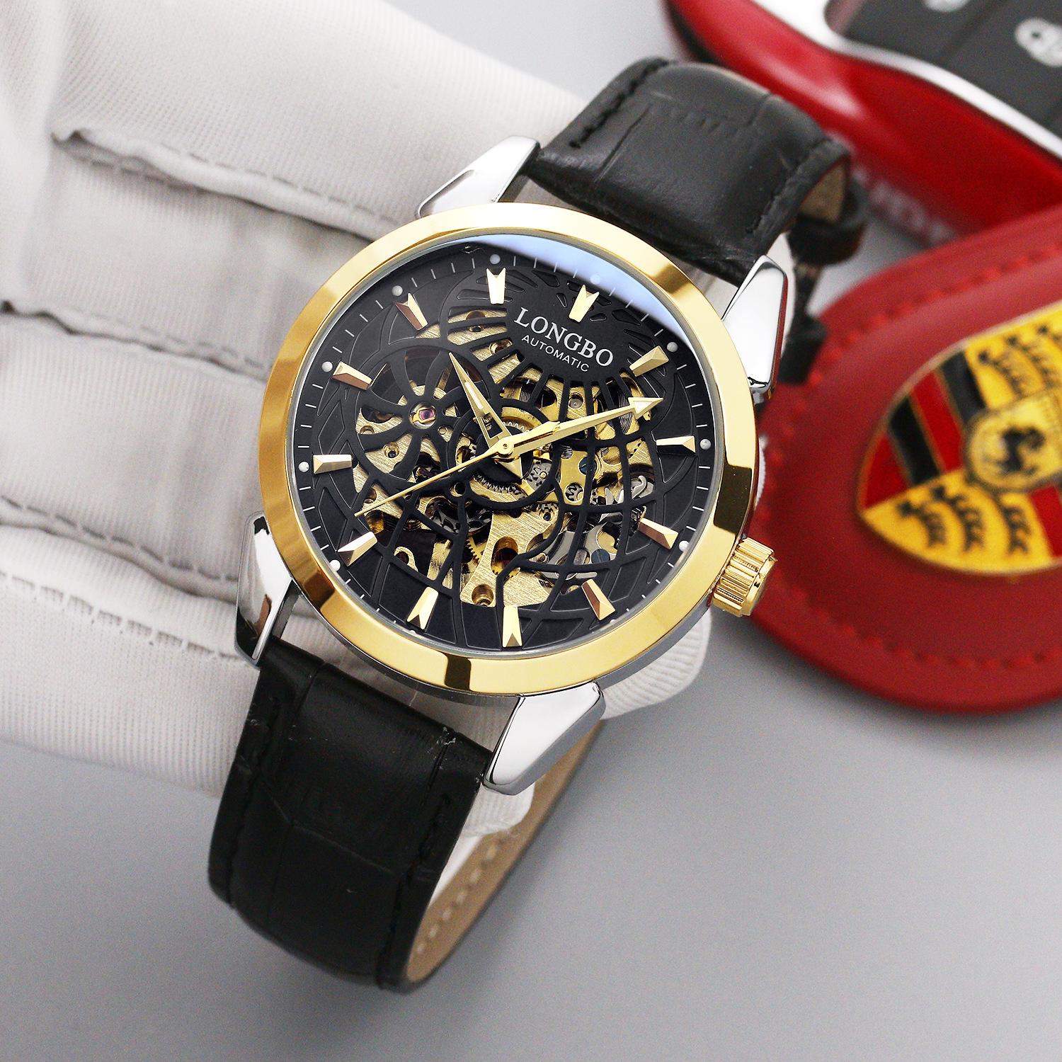 机械表男士商务手表全自动镂空机械腕表longbo龙波新款83211