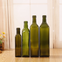 方形橄榄油瓶无铅加厚玻璃透明墨绿山茶油瓶子密封麻油瓶醋瓶可定