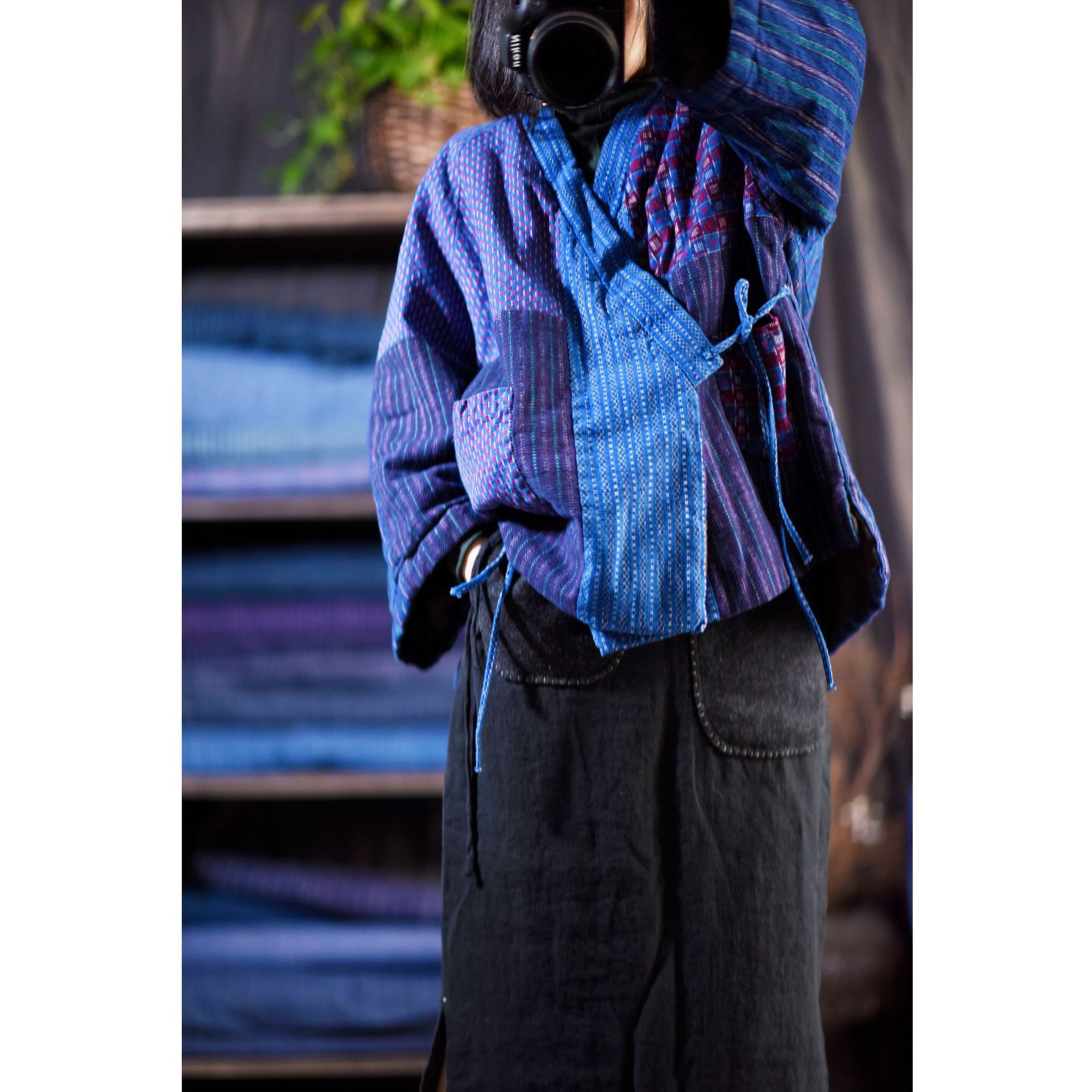 幼常 新款2020冬季复古国风复古民族女装棉无领宽松型棉衣