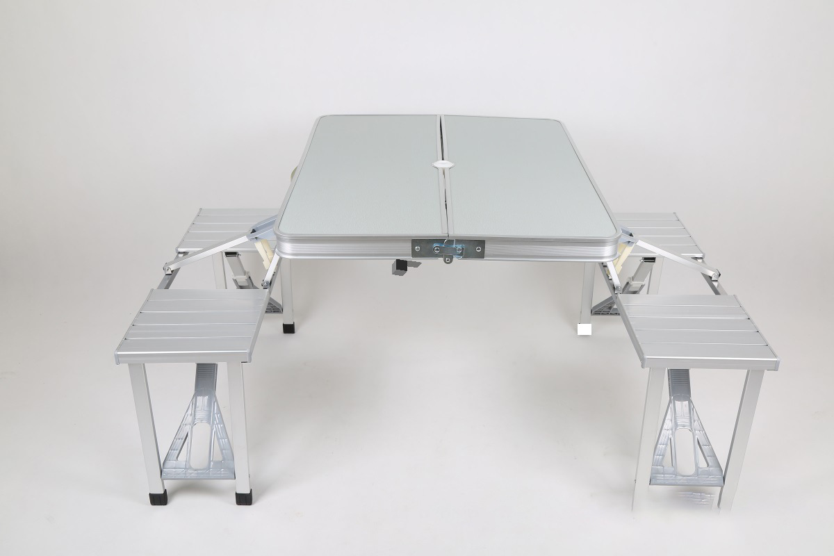 批发户外折叠一体桌椅铝合金折叠桌子便携式宣传移动野餐地推桌