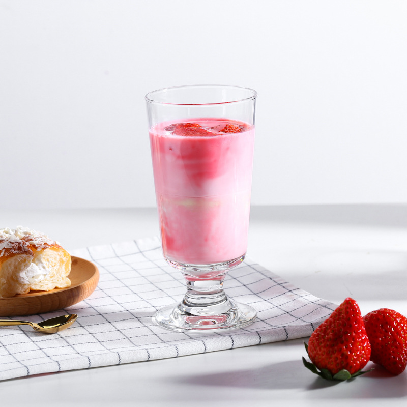 日本ins同款高脚玻璃思慕雪杯 水果杯奶昔杯雪糕杯酸奶杯冰淇淋碗