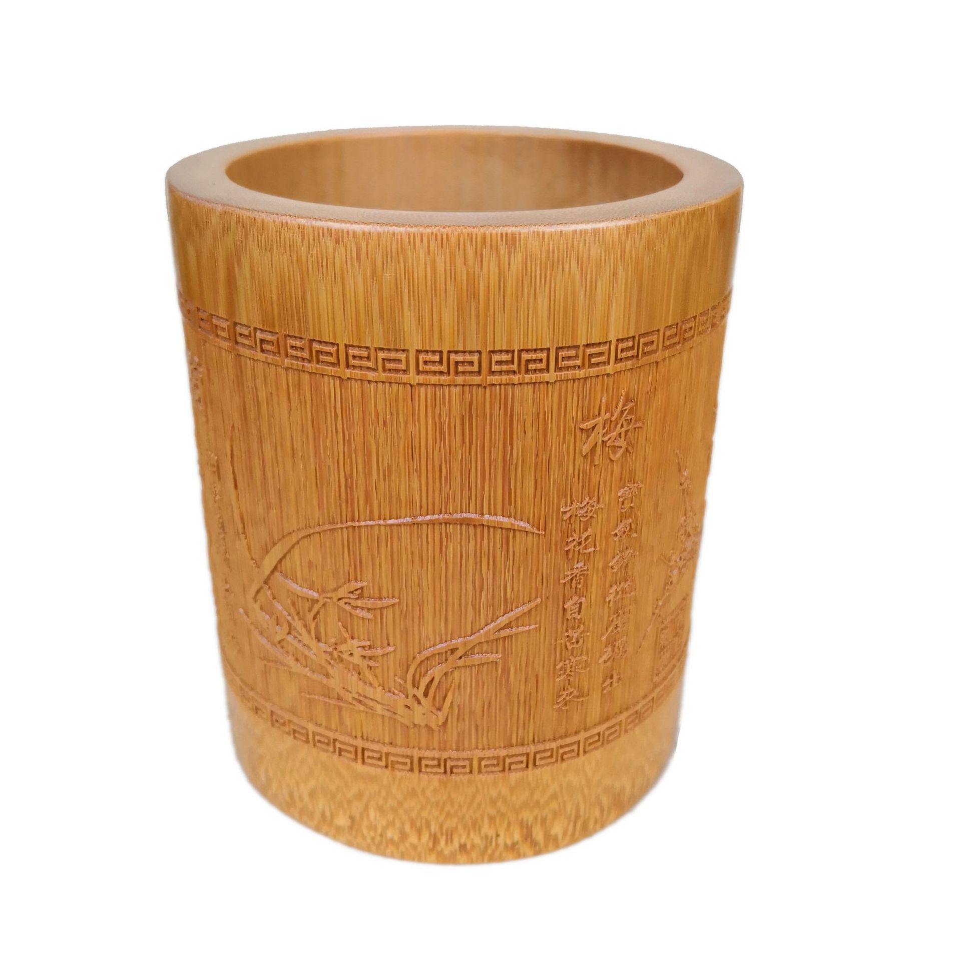 井冈山摆件木制笔筒竹工艺品竹制品竹雕笔筒竹刻创意笔筒竹筒礼品