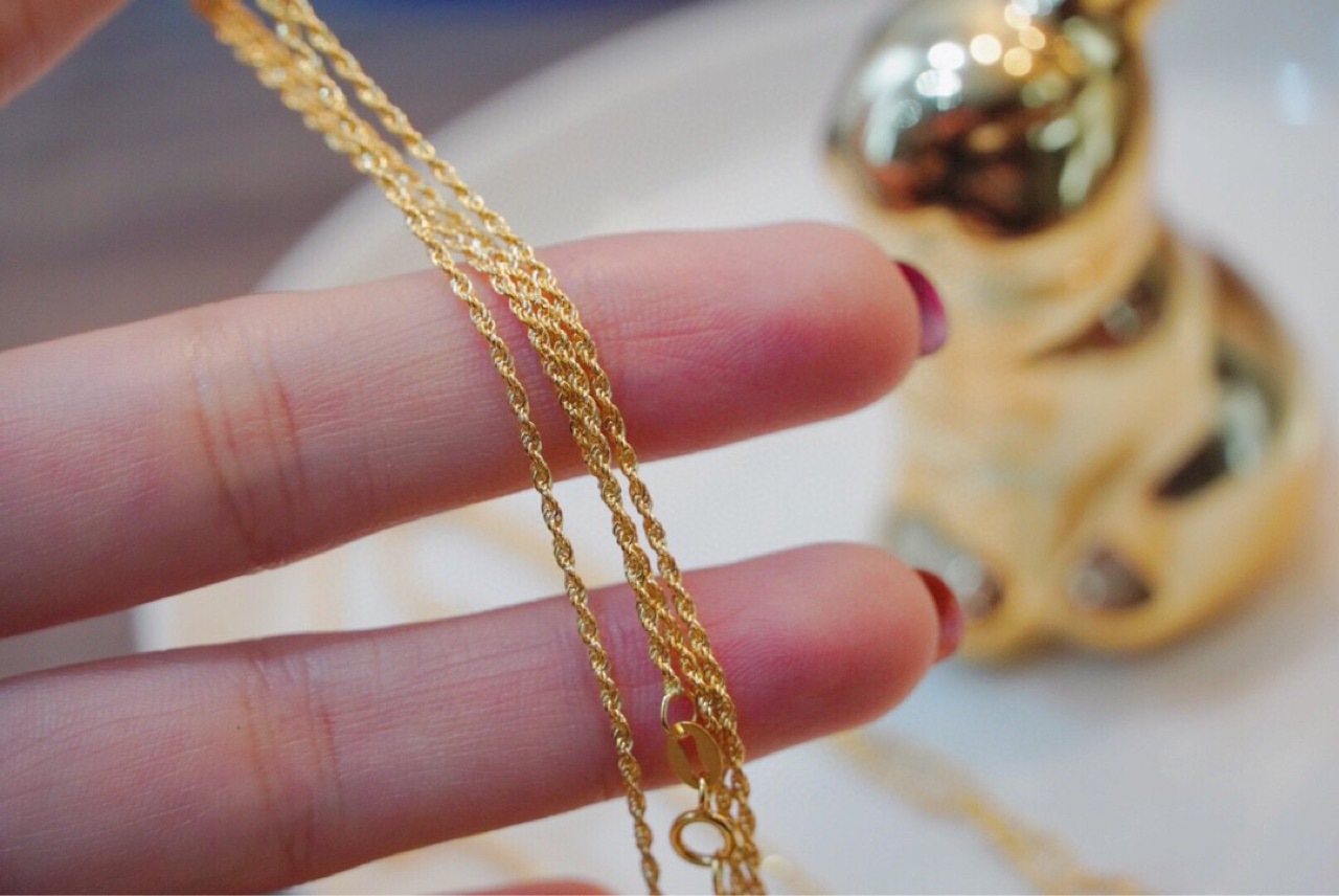 18k金麻花项链水贝直销au750意大利显大工艺彩金女款麻花项链