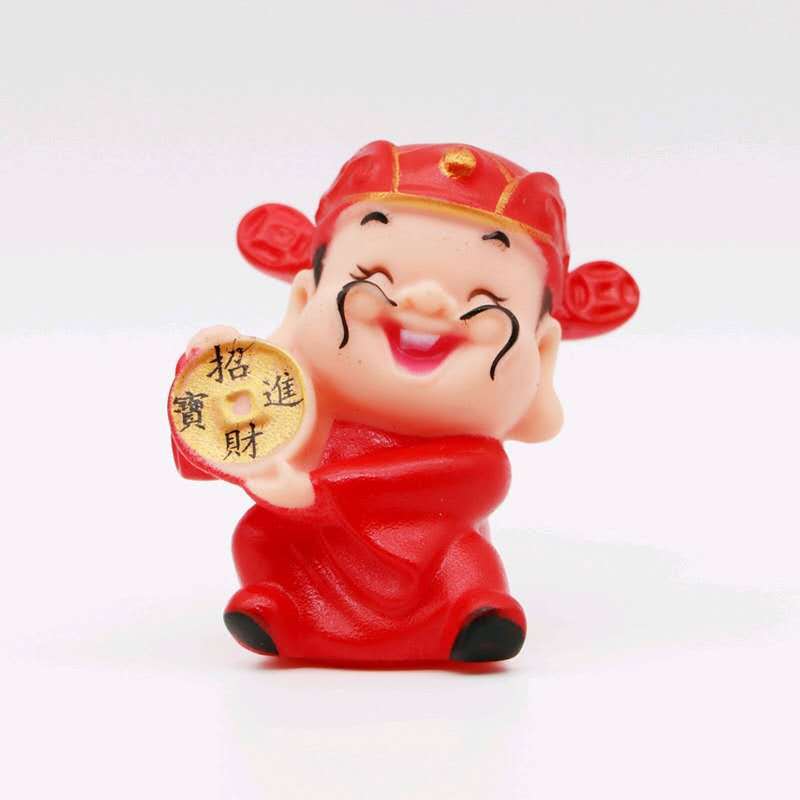 热卖财神蛋糕摆件搪胶财神爷元宝招财进宝铜钱生日蛋糕装饰摆件件