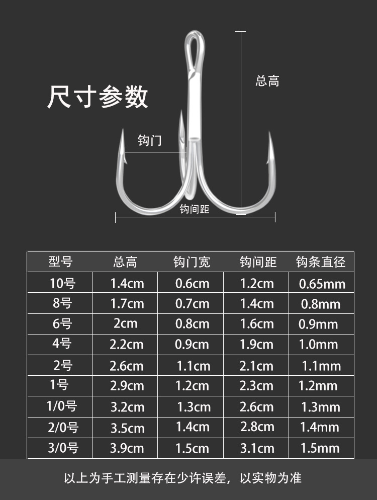 进口碳钢血槽三本钩加硬镀锡防锈海钓钩三锚钩路亚挂钩大物锚鱼钩