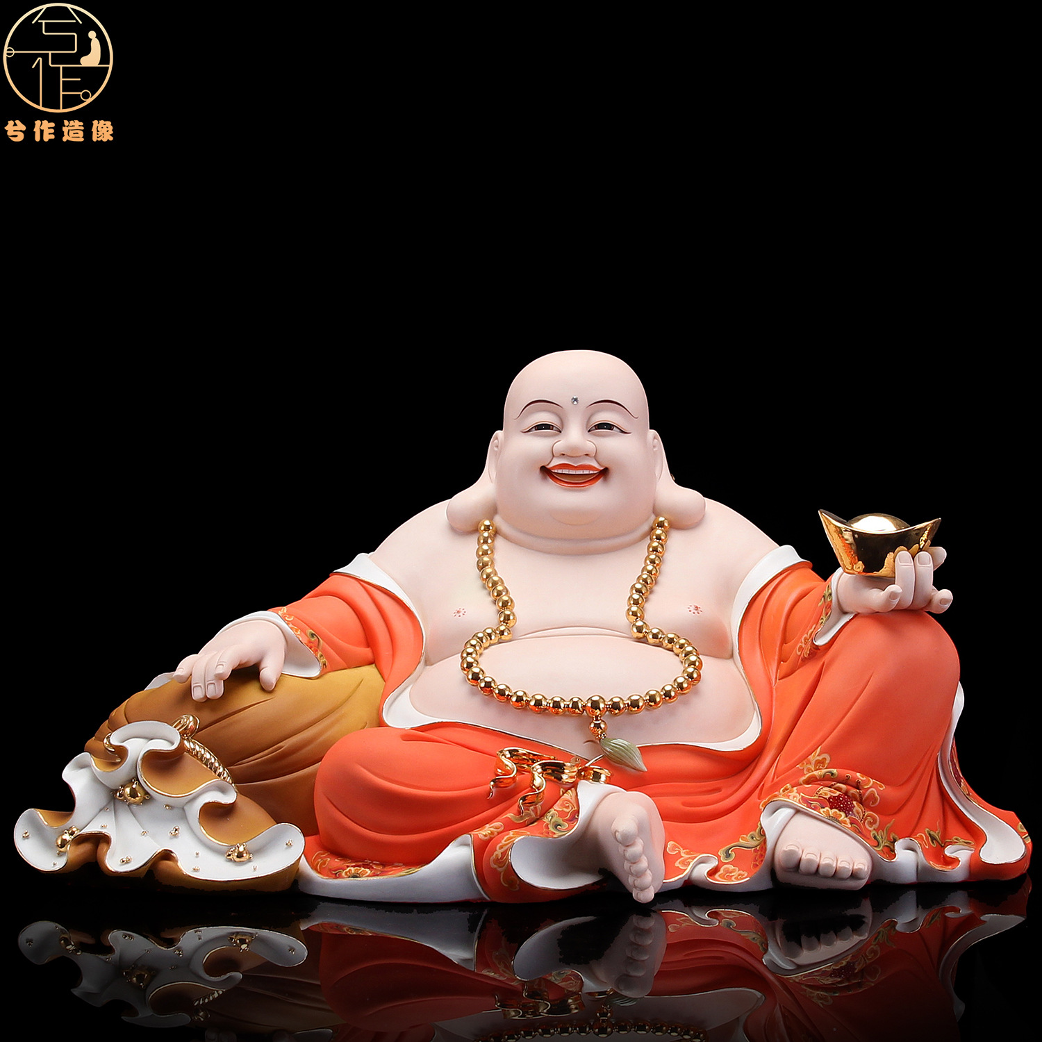 本器陶瓷唐彩弥勒佛像家居供奉宽体笑佛大肚弥勒菩萨店铺招财摆件