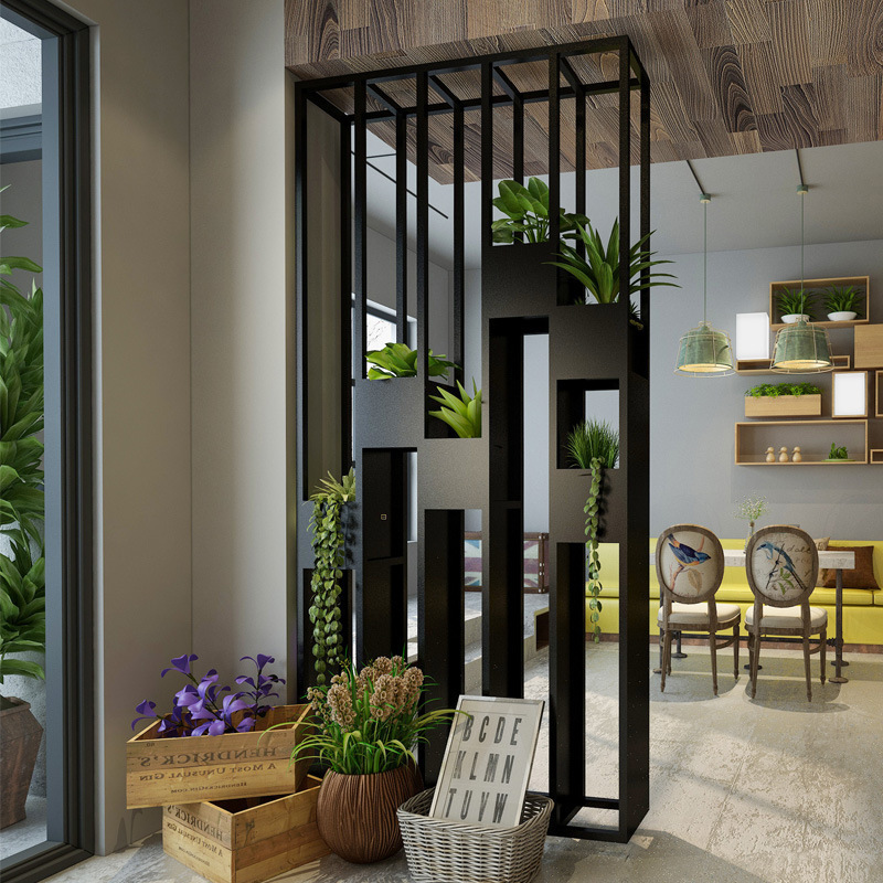 北欧铁艺隔断花架餐厅饭店室内绿植装饰屏风家用客厅玄关隔断座屏