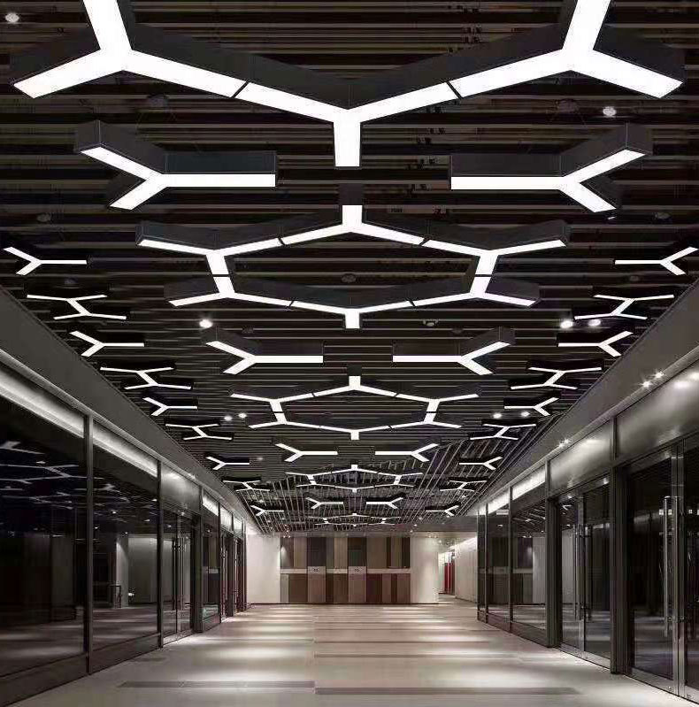 led六边形圆形方形y异形吸顶灯办公健身房网吧超市店铺吊线灯
