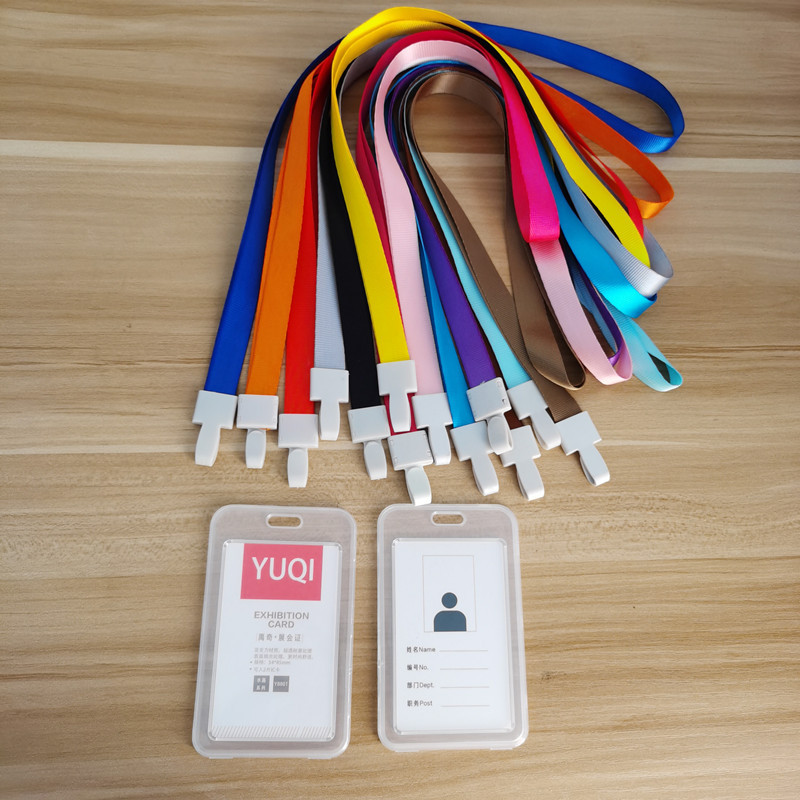 挂绳胸卡pvc工牌套挂绳双面透工作证医生门禁卡塑胶胸卡胸牌吊绳