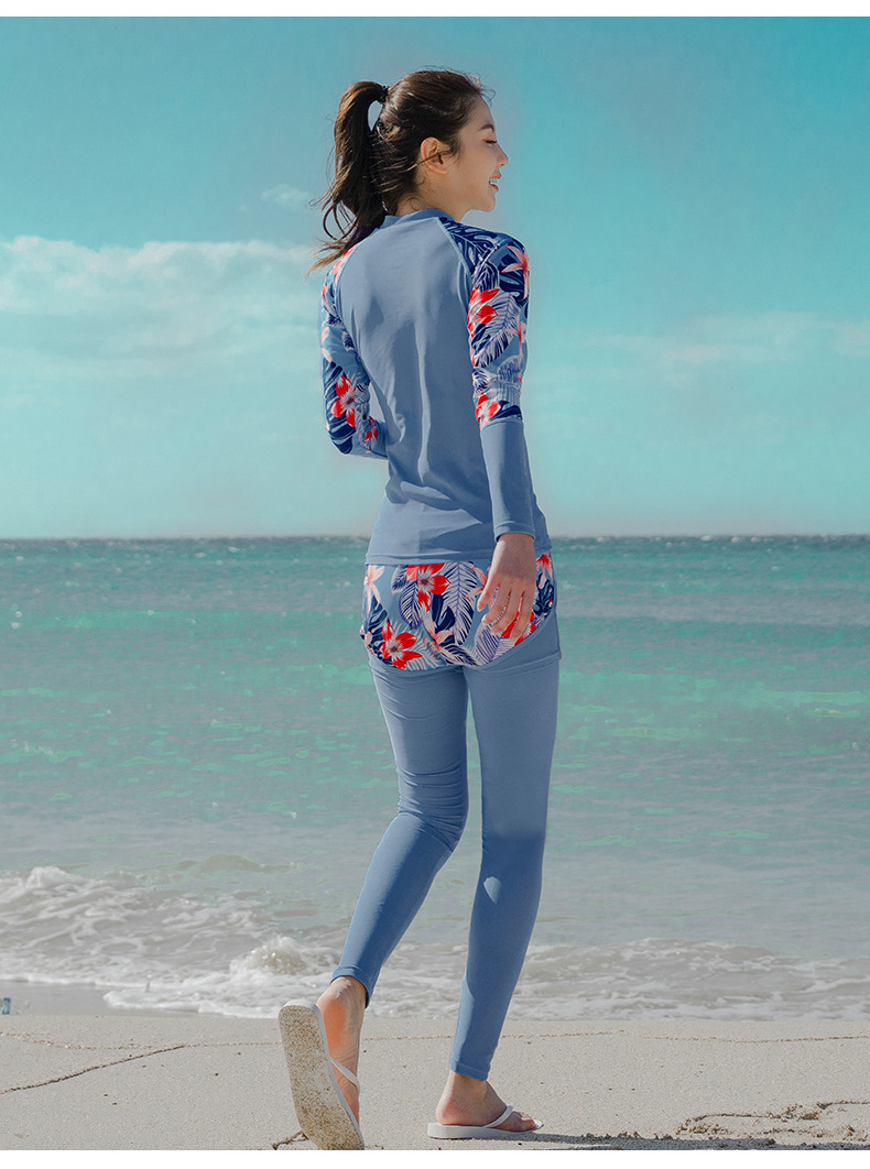 泳衣女士三件套新款长袖潜水服bikini冲浪服长裤浮潜水母衣游泳装