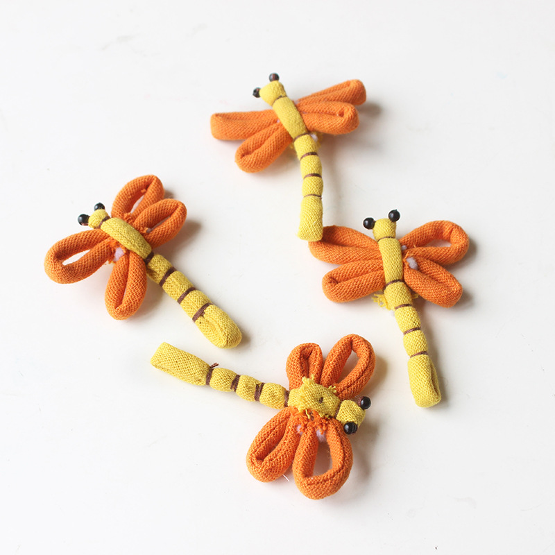 2020新款编绳布艺手工卡通蜻蜓饰品发饰手机壳帽子发夹编绳包配件